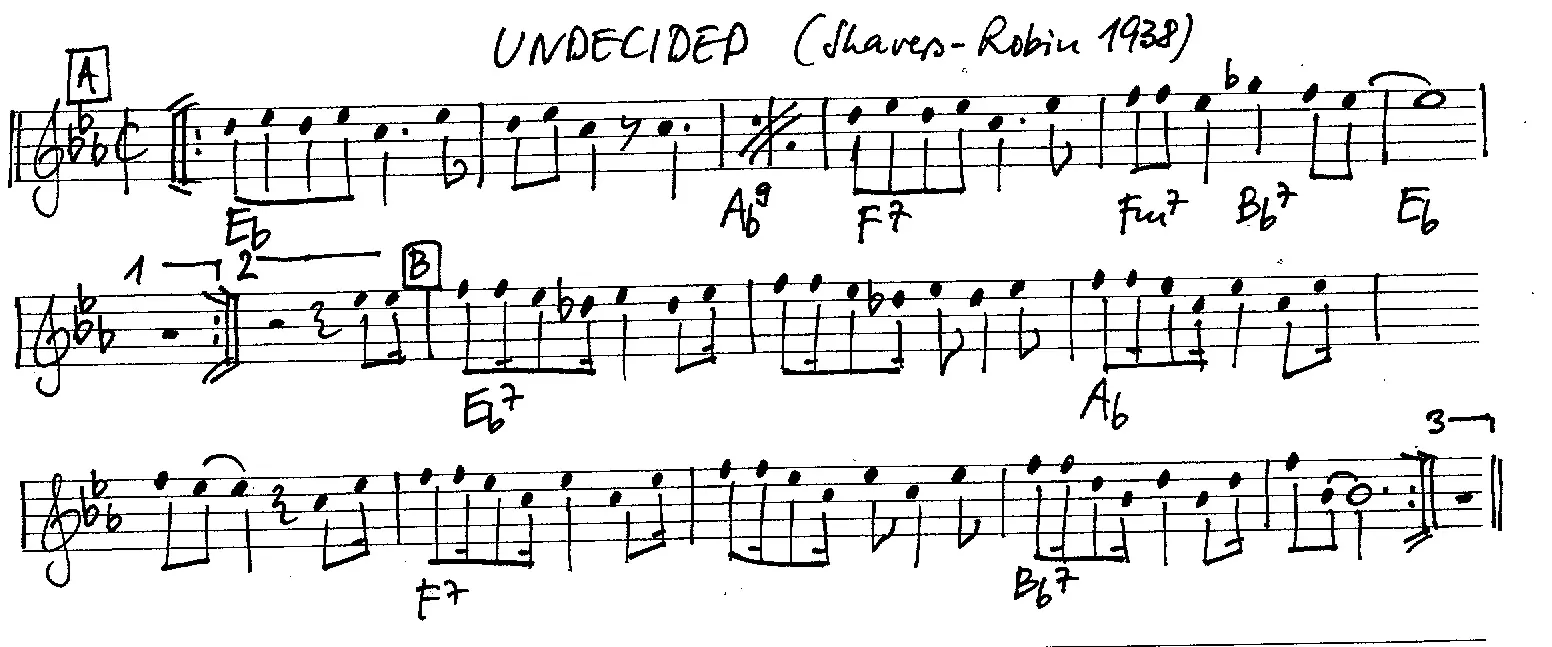 undecided in eb free jazz leadsheet - Courtesy of the Jungle Jazz Band